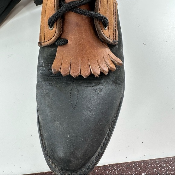 Abilene cowboy boots 6.5 brown black leather western kiltie lace up Prairie Y2k - Picture 13 of 14